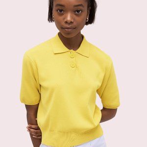 Kate Spade Yellow Solid Polo Sweater